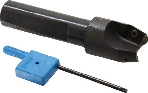 Kyocera - 15° Lead Angle, 9/16" Max Cut Diam, 9/16" Min Cut Diam, 0.34" Max Depth of Cut, Indexable Chamfer and Angle End Mill - 2 Inserts, XPMT 0902.. Insert Style, 2.78" Overall Length, Straight Shank - USA Tool & Supply