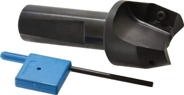 Kyocera - 15° Lead Angle, 1" Max Cut Diam, 1" Min Cut Diam, 0.564" Max Depth of Cut, Indexable Chamfer and Angle End Mill - 2 Inserts, XPMT 15T3.. Insert Style, 3.15" Overall Length, Straight Shank - USA Tool & Supply