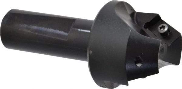 Kyocera - 30° Lead Angle, 1" Max Cut Diam, 1" Min Cut Diam, 1/2" Max Depth of Cut, Indexable Chamfer and Angle End Mill - 2 Inserts, XPMT 15T3.. Insert Style, 3.15" Overall Length, Straight Shank - USA Tool & Supply