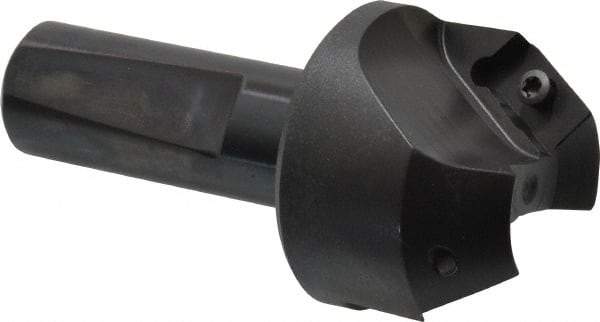 Kyocera - 35° Lead Angle, 1" Max Cut Diam, 1" Min Cut Diam, 0.472" Max Depth of Cut, Indexable Chamfer and Angle End Mill - 2 Inserts, XPMT 15T3.. Insert Style, 3.15" Overall Length, Straight Shank - USA Tool & Supply