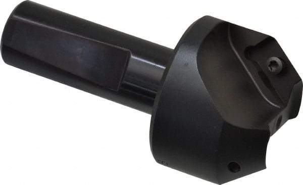 Kyocera - 37.5° Lead Angle, 1" Max Cut Diam, 1" Min Cut Diam, 0.456" Max Depth of Cut, Indexable Chamfer and Angle End Mill - 2 Inserts, XPMT 15T3.. Insert Style, 3.15" Overall Length, Straight Shank - USA Tool & Supply
