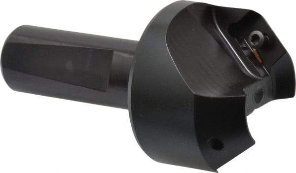 Kyocera - 41° Lead Angle, 1" Max Cut Diam, 1" Min Cut Diam, 0.433" Max Depth of Cut, Indexable Chamfer and Angle End Mill - 2 Inserts, XPMT 15T3.. Insert Style, 3.15" Overall Length, Straight Shank - USA Tool & Supply