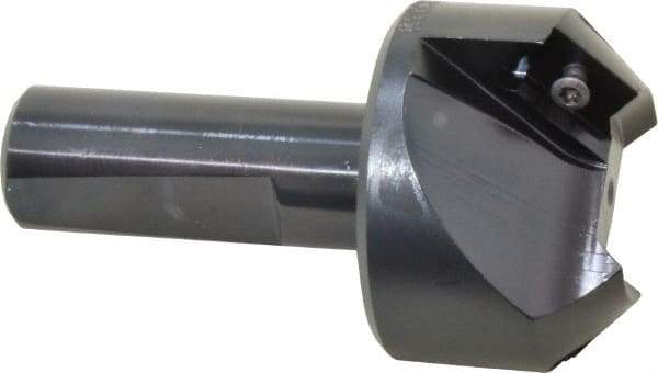 Kyocera - 45° Lead Angle, 1" Max Cut Diam, 1" Min Cut Diam, 0.4" Max Depth of Cut, Indexable Chamfer and Angle End Mill - 2 Inserts, XPMT 15T3.. Insert Style, 3.15" Overall Length, Straight Shank - USA Tool & Supply