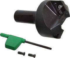 Kyocera - 60° Lead Angle, 1" Max Cut Diam, 1" Min Cut Diam, 0.284" Max Depth of Cut, Indexable Chamfer and Angle End Mill - 2 Inserts, XPMT 15T3.. Insert Style, 3.15" Overall Length, Straight Shank - USA Tool & Supply