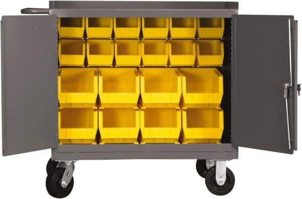 Durham - 2,000 Lb Capacity, 24" Wide x 36" Long x 40-1/2" High Mobile Cart - 2 Door, Steel, 2 Rigid/2 Swivel Casters - USA Tool & Supply