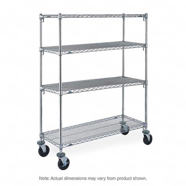 Metro - 600 Lb Capacity 4 Shelf Mobile Wire Shelving Unit - Add-On Unit - USA Tool & Supply