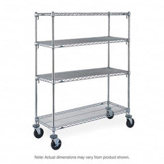 Metro - 600 Lb Capacity 4 Shelf Mobile Wire Shelving Unit - Add-On Unit - USA Tool & Supply