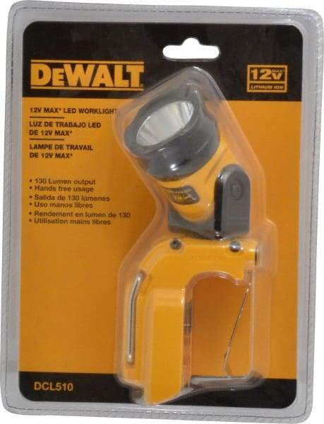 DeWALT - 12 Volts, 130 Lumens, Cordless Work Light - Yellow/Black, 12V Lithium-Ion - USA Tool & Supply