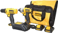 DeWALT - 12 Volt Cordless Tool Combination Kit - Includes 1/4" Impact Driver & 3/8" Drill/Driver, Lithium-Ion Battery Included - USA Tool & Supply