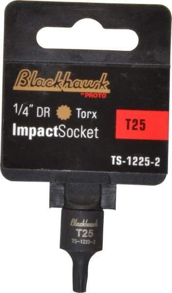 Blackhawk by Proto - 1/4" Drive, T25 Impact Torx Bit Socket - 1-3/16" OAL - USA Tool & Supply