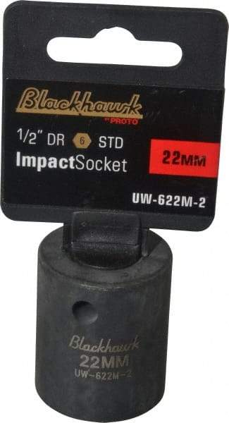 Blackhawk by Proto - 1/2" Drive 22mm Standard Impact Socket - 6 Points, 1-5/8" OAL - USA Tool & Supply