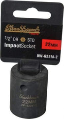 Blackhawk by Proto - 1/2" Drive 22mm Standard Impact Socket - 6 Points, 1-5/8" OAL - USA Tool & Supply