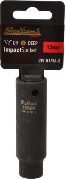 Blackhawk by Proto - 1/2" Drive 13mm Deep Impact Socket - 6 Points, 3-7/32" OAL - USA Tool & Supply