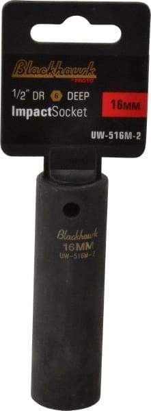Blackhawk by Proto - 1/2" Drive 16mm Deep Impact Socket - 6 Points, 3-5/16" OAL - USA Tool & Supply