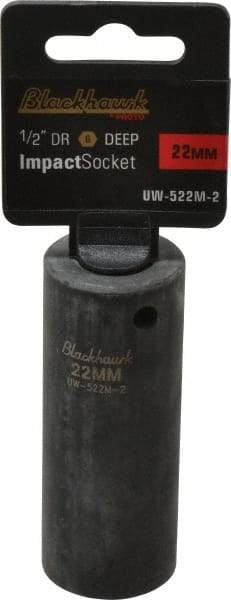 Blackhawk by Proto - 1/2" Drive 22mm Deep Impact Socket - 6 Points, 3-5/16" OAL - USA Tool & Supply