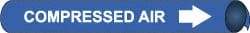 NMC - Pipe Marker with Compressed Air Legend and Arrow Graphic - 10 to 10" Pipe Outside Diam, White on Blue - USA Tool & Supply