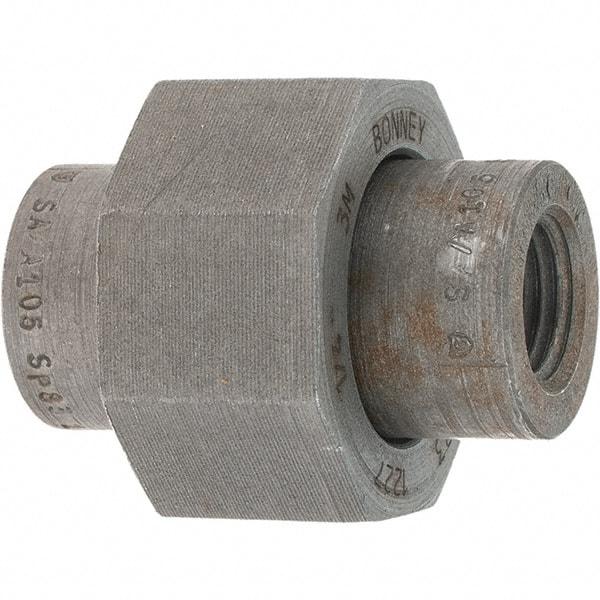 Made in USA - Size 1/4", Class 3,000, Forged Carbon Steel Black Pipe Union - 3,000 psi, Threaded End Connection - USA Tool & Supply