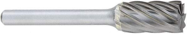 OSG - 9mm Cut Diam, 6mm Shank Diam, Cylinder Head Fluted Cut Burr - Carbide, Flat End, 19mm LOC, 50mm OAL - USA Tool & Supply