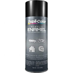 Dupli-Color - Black, Gloss, Acrylic Enamel Spray Paint - 12 to 14 Sq Ft per Can, 12 oz Container - USA Tool & Supply