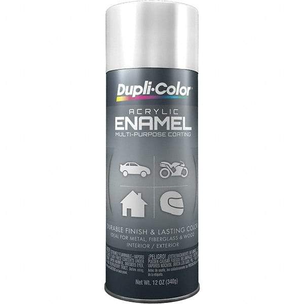 Dupli-Color - White, Gloss, Acrylic Enamel Spray Paint - 12 to 14 Sq Ft per Can, 12 oz Container - USA Tool & Supply