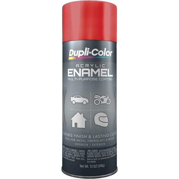Dupli-Color - Cherry Red, Gloss, Acrylic Enamel Spray Paint - 12 to 14 Sq Ft per Can, 12 oz Container - USA Tool & Supply