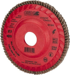 Camel Grinding Wheels - 40 Grit, 4-1/2" Disc Diam, 7/8" Center Hole, Type 27 Zirconia Alumina Flap Disc - 13,300 Max RPM, Poly Cotton Backing, Arbor Attaching System, Coated - USA Tool & Supply