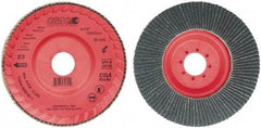 Camel Grinding Wheels - 80 Grit, 5" Disc Diam, 7/8" Center Hole, Type 27 Zirconia Alumina Flap Disc - 12,200 Max RPM, Poly Cotton Backing, Arbor Attaching System, Coated - USA Tool & Supply