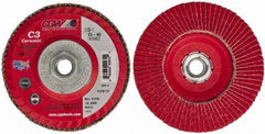 Camel Grinding Wheels - 40 Grit, 5" Disc Diam, 5/8-11 Center Hole, Type 27 Ceramic Flap Disc - 12,200 Max RPM, Polyester Backing, Arbor Attaching System, Coated - USA Tool & Supply