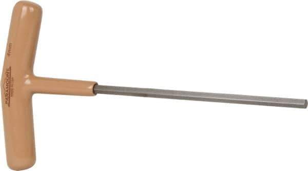 Paramount - 4mm Hex, T-Handle Cushion Grip, Hex Key - 6" OAL, Steel, Metric System of Measurement - USA Tool & Supply