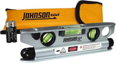 Johnson Level & Tool - 1 Beam 100' Max Range Torpedo Laser Level - Red Beam, 1/8" at 50' Accuracy, 7-1/2" Long x 2" Wide x 3/4" High, Battery Included - USA Tool & Supply