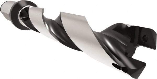 Allied Machine and Engineering - Series 24, 24 to 25.99mm Diam, 25mm Diam Straight Shank with Flange, Helical Flute Spade Drill - 129.9mm Max Depth, 165.8mm Body Length, 221.8mm OAL, Standard Length, Through Coolant - USA Tool & Supply