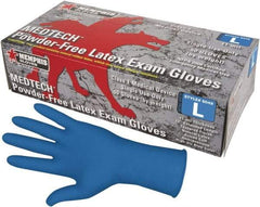 MCR Safety - Size M, 11 mil, Medical Grade, Powder Free Latex Disposable Gloves - 12" Long, Blue, Textured Rolled Cuffs, FDA Approved, Ambidextrous - USA Tool & Supply