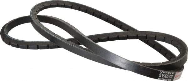 Browning - Section 5VX, 5/8" Wide, 67" Outside Length, Gripnotch V-Belt - Rubber Compound, 358 Gripnotch, No. 5VX670 - USA Tool & Supply