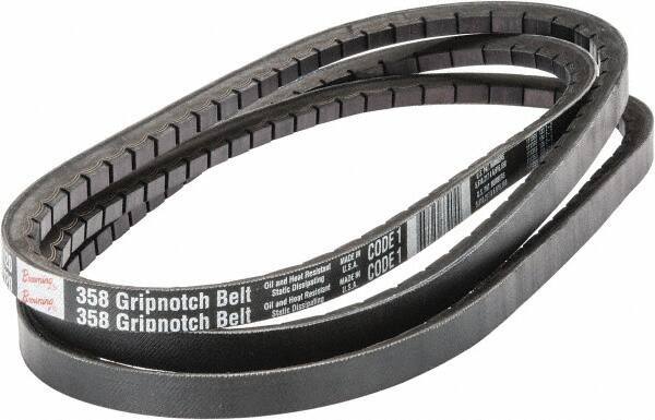 Browning - Section 5VX, 5/8" Wide, 112" Outside Length, Gripnotch V-Belt - Rubber Compound, 358 Gripnotch, No. 5VX1120 - USA Tool & Supply