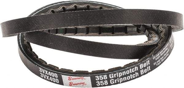 Browning - Section 3VX, 3/8" Wide, 40" Outside Length, Gripnotch V-Belt - Rubber Compound, 358 Gripnotch, No. 3VX400 - USA Tool & Supply