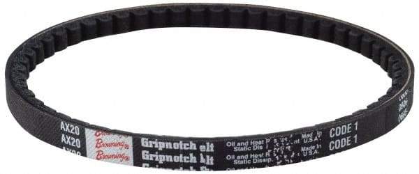 Browning - Section AX, 1/2" Wide, 87" Outside Length, Gripnotch V-Belt - Rubber Compound, Gripnotch, No. AX87 - USA Tool & Supply