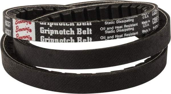 Browning - Section AX, 1/2" Wide, 39" Outside Length, Gripnotch V-Belt - Rubber Compound, Gripnotch, No. AX37 - USA Tool & Supply