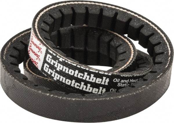 Browning - Section AX, 1/2" Wide, 24" Outside Length, Gripnotch V-Belt - Rubber Compound, Gripnotch, No. AX22 - USA Tool & Supply