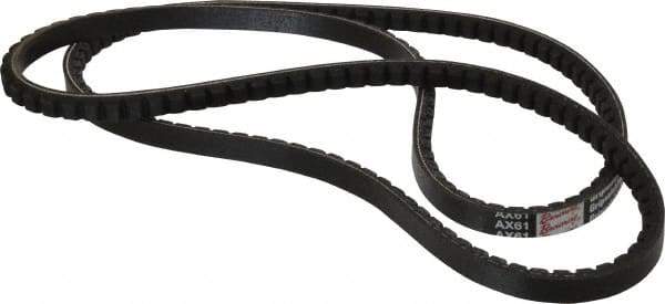 Browning - Section AX, 1/2" Wide, 63" Outside Length, Gripnotch V-Belt - Rubber Compound, Gripnotch, No. AX61 - USA Tool & Supply