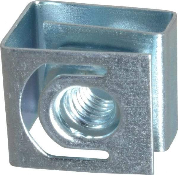 Made in USA - #10-32 Screw, 0.069 to 0.079" Thick, Spring Steel G Nut Retainer - 19/64" Center Edge, Zinc-Plated Finish - USA Tool & Supply