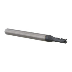Accupro - 0.085", 0.127" LOC, 1/8" Shank Diam, 1-1/2" OAL, 4 Flute, Solid Carbide Square End Mill - Single End, AlTiN Finish, Spiral Flute, 30° Helix, Centercutting, Right Hand Cut, Right Hand Flute, Series Miniature - USA Tool & Supply