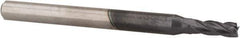 Accupro - 0.09", 0.27" LOC, 1/8" Shank Diam, 1-1/2" OAL, 4 Flute, Solid Carbide Square End Mill - Single End, AlTiN Finish, Spiral Flute, 30° Helix, Centercutting, Series Miniature - USA Tool & Supply