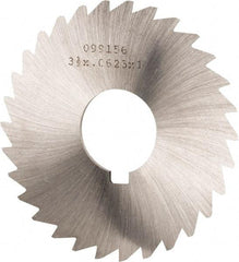 Made in USA - 3-1/2" Diam x 1/16" Blade Thickness x 1" Arbor Hole Diam, 34 Tooth Slitting and Slotting Saw - Arbor Connection, Right Hand, Uncoated, High Speed Steel, Concave Ground, Contains Keyway - USA Tool & Supply