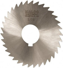 Made in USA - 3-1/2" Diam x 1/32" Blade Thickness x 1" Arbor Hole Diam, 34 Tooth Slitting and Slotting Saw - Arbor Connection, Right Hand, Uncoated, High Speed Steel, Concave Ground, Contains Keyway - USA Tool & Supply