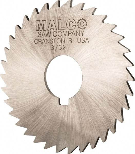 Made in USA - 3-1/2" Diam x 3/32" Blade Thickness x 1" Arbor Hole Diam, 34 Tooth Slitting and Slotting Saw - Arbor Connection, Right Hand, Uncoated, High Speed Steel, Concave Ground, Contains Keyway - USA Tool & Supply