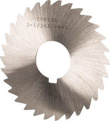 Made in USA - 3-1/2" Diam x 3/64" Blade Thickness x 1" Arbor Hole Diam, 34 Tooth Slitting and Slotting Saw - Arbor Connection, Right Hand, Uncoated, High Speed Steel, Concave Ground, Contains Keyway - USA Tool & Supply