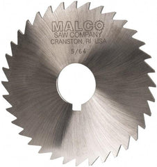 Made in USA - 4" Diam x 5/64" Blade Thickness x 1" Arbor Hole Diam, 36 Tooth Slitting and Slotting Saw - Arbor Connection, Right Hand, Uncoated, High Speed Steel, Concave Ground, Contains Keyway - USA Tool & Supply