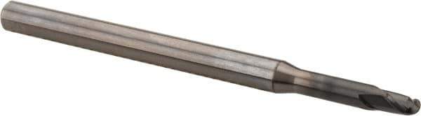 OSG - 3/16" Diam, 3/16" LOC, 2 Flute Solid Carbide Ball End Mill - WXL Finish, Single End, 3-1/2" OAL, 1/4" Shank Diam, Spiral Flute - USA Tool & Supply