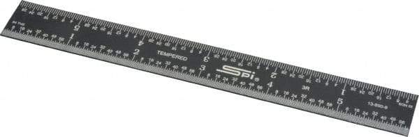SPI - 6" Long, 1/64, 1/50, 1/32, 1/10" Graduation, Rigid Steel Rule - 3R Graduation Style, 3/4" Wide, Black, Black Chrome Finish - USA Tool & Supply