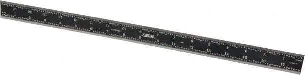 SPI - 18" Long, 1/64, 1/32, 1/16, 1/8" Graduation, Rigid Steel Rule - 4R Graduation Style, 1-1/8" Wide, Black, Black Chrome Finish - USA Tool & Supply